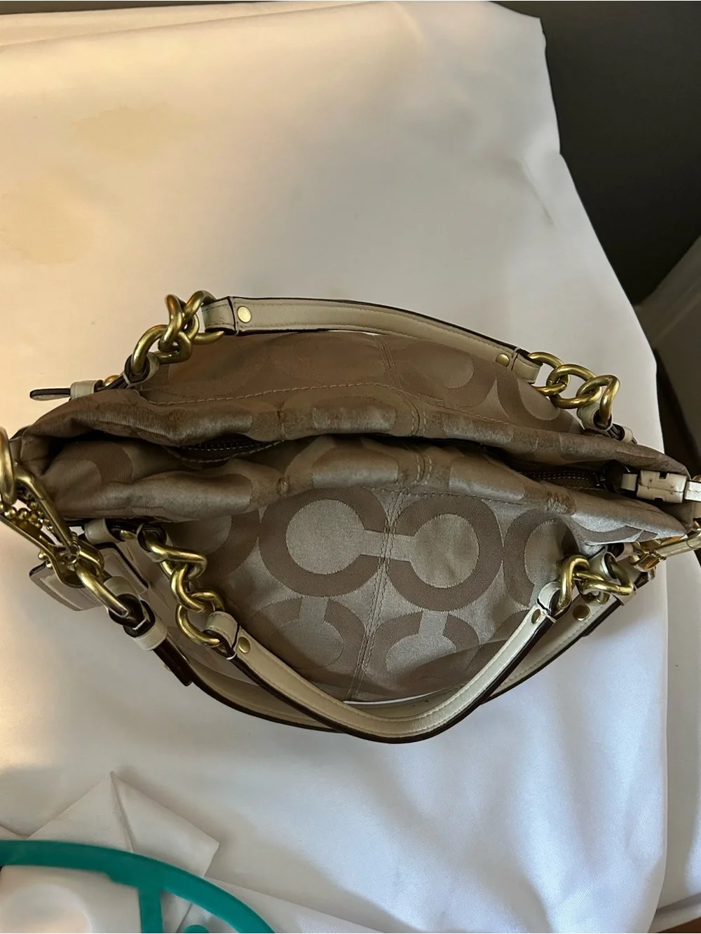 Coach Signature Op Art Sateen Brooke Hobo Shoulder Bag